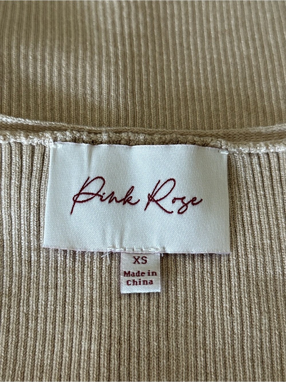 Ribbed V-Neck Button Front Tank - Beige - Picture 3 of 5